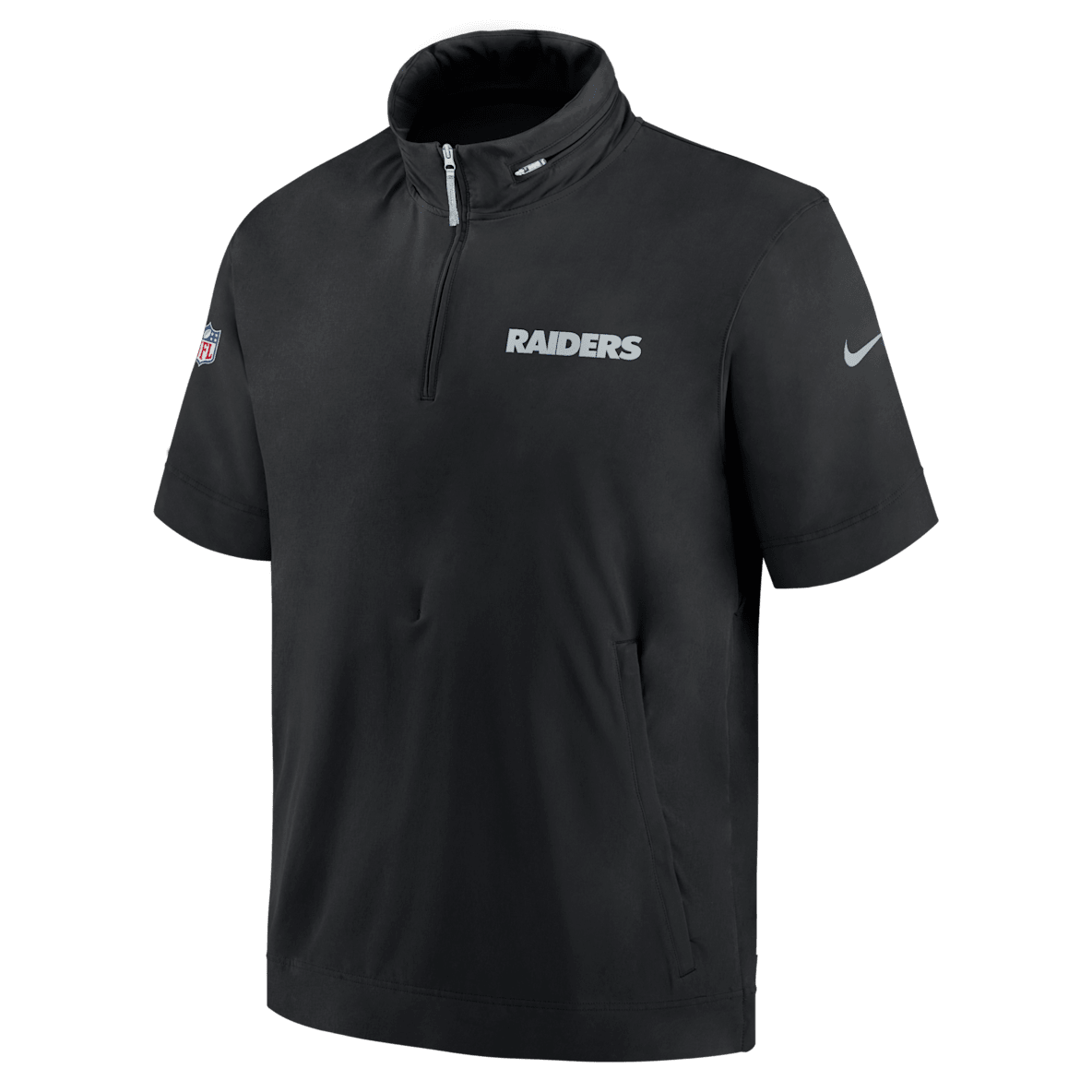 Las Vegas Raiders Sideline Coach Las Vegas Raiders Sideline Coach Men's Nike NFL 1/2-Zip Short-Sleeve Hooded Jacket