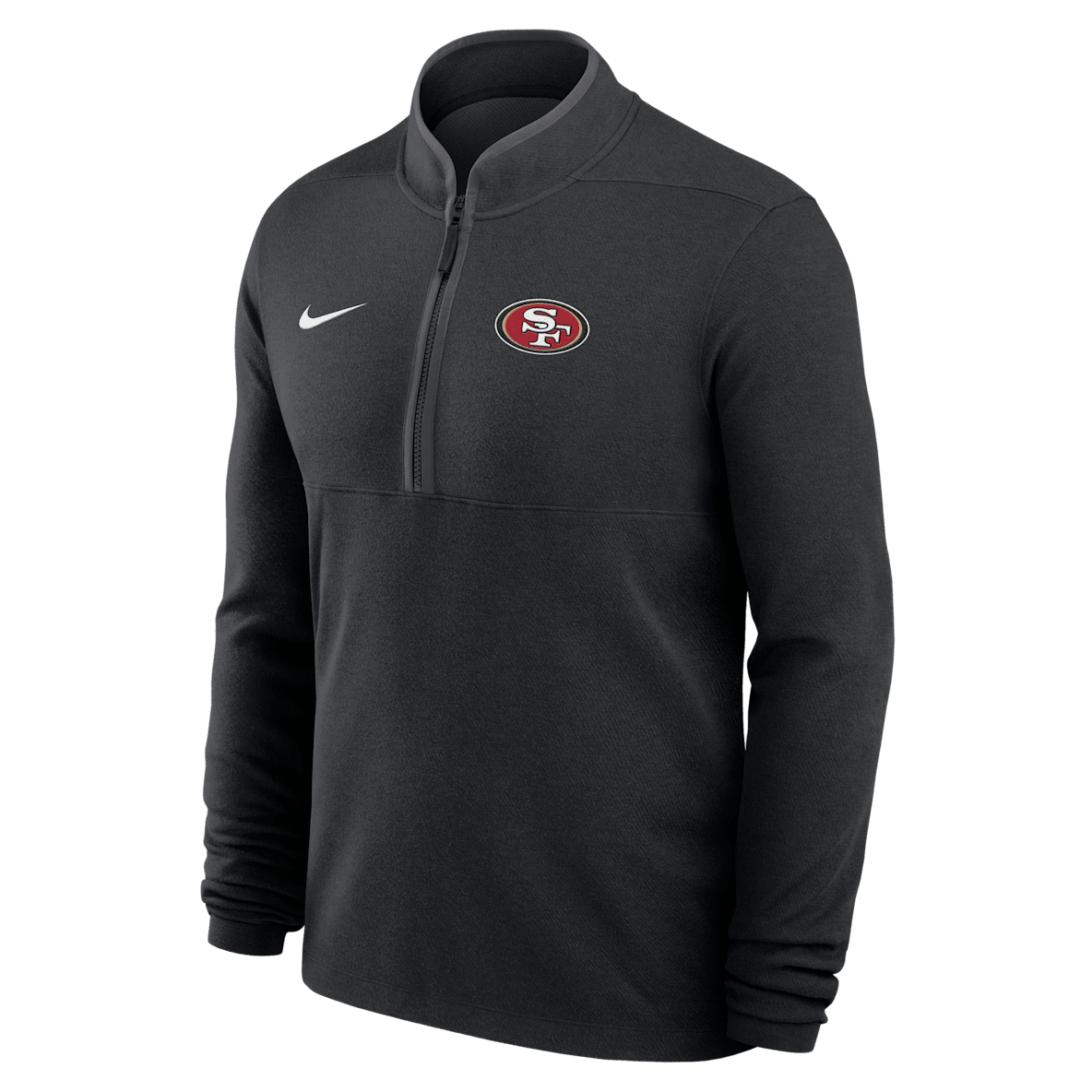 San Francisco 49ers Logo Victory Men's Nike Dri-FIT NFL 1/2-Zip Long-Sleeve Top