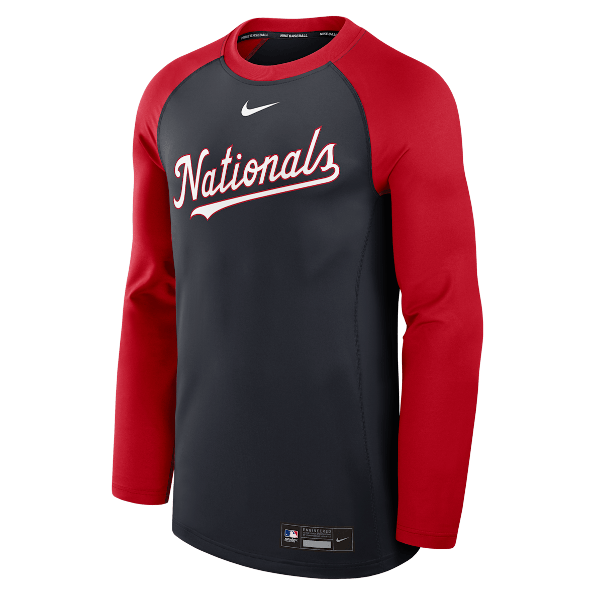 Washington Nationals Authentic Collection Game Time Sudadera de cuello redondo sin cierre Nike Dri-FIT de la MLB para hombre
