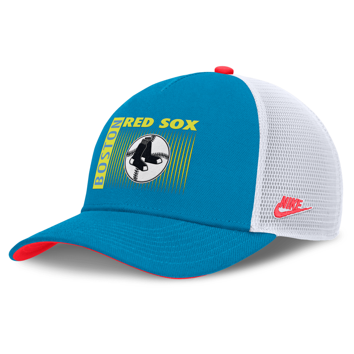 Boston Red Sox Neon 90s Rise Boston Red Sox Neon 90s Rise Men's Nike Dri-FIT MLB Trucker Adjustable Hat