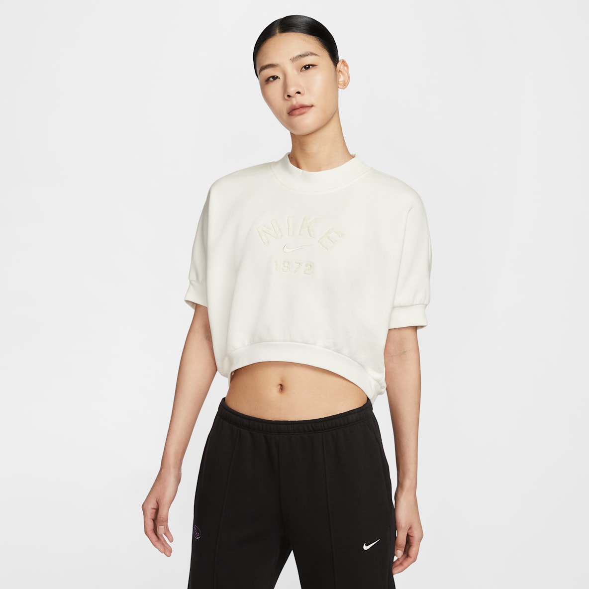 Nike Sportswear Collection Nike Sportswear Collection Women's Crew-Neck Short-Sleeve Cropped French Terry Top