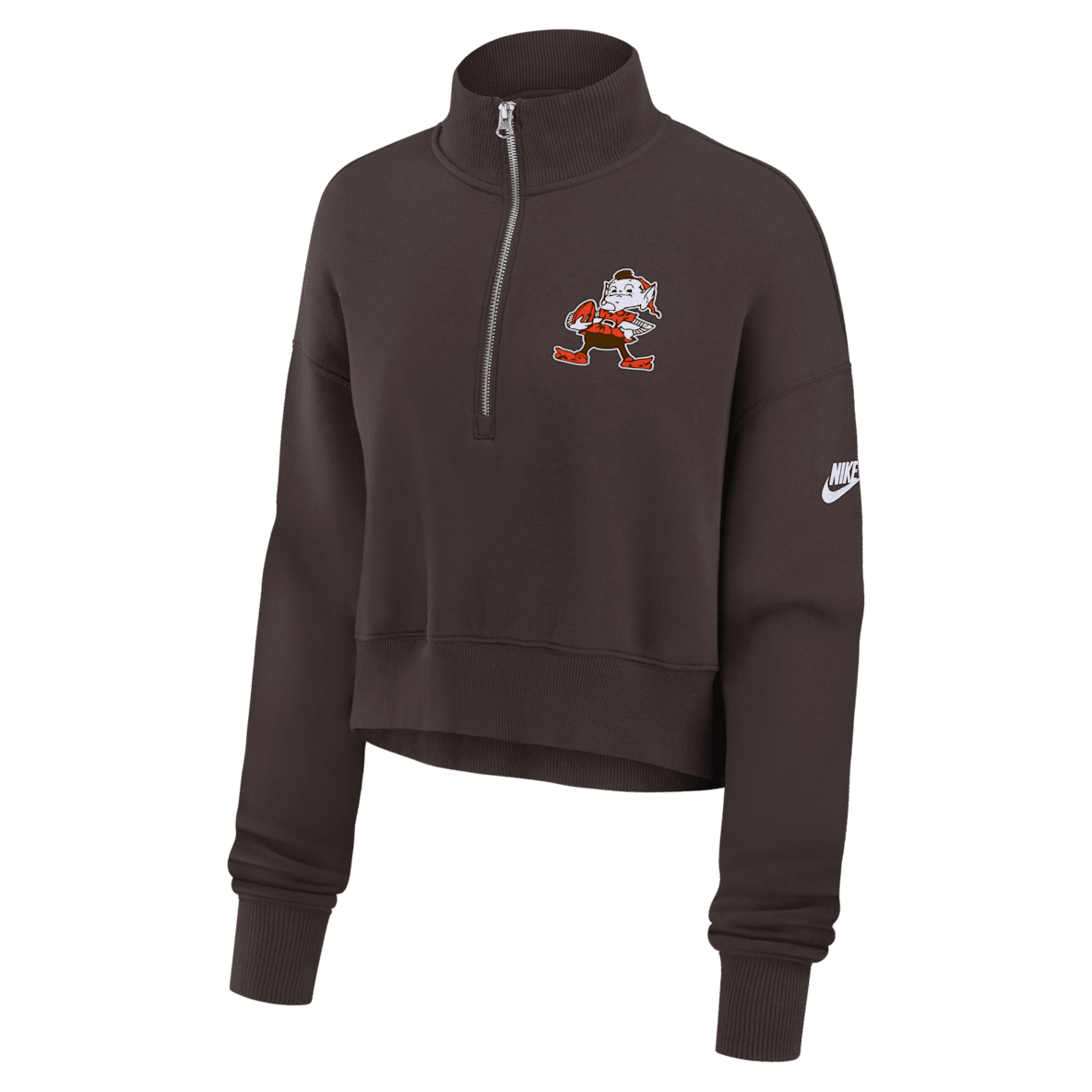 Cleveland Browns Rewind Phoenix Cleveland Browns Rewind Phoenix Women's Nike NFL Cropped 1/4-Zip Crew