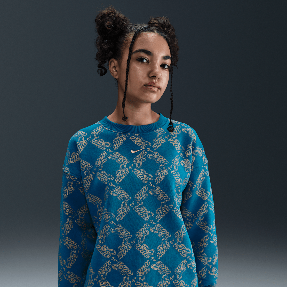 Nike Sportswear Club Fleece Nike Sportswear Club Fleece Big Kids' (Girls') Oversized Printed Crewneck Sweatshirt