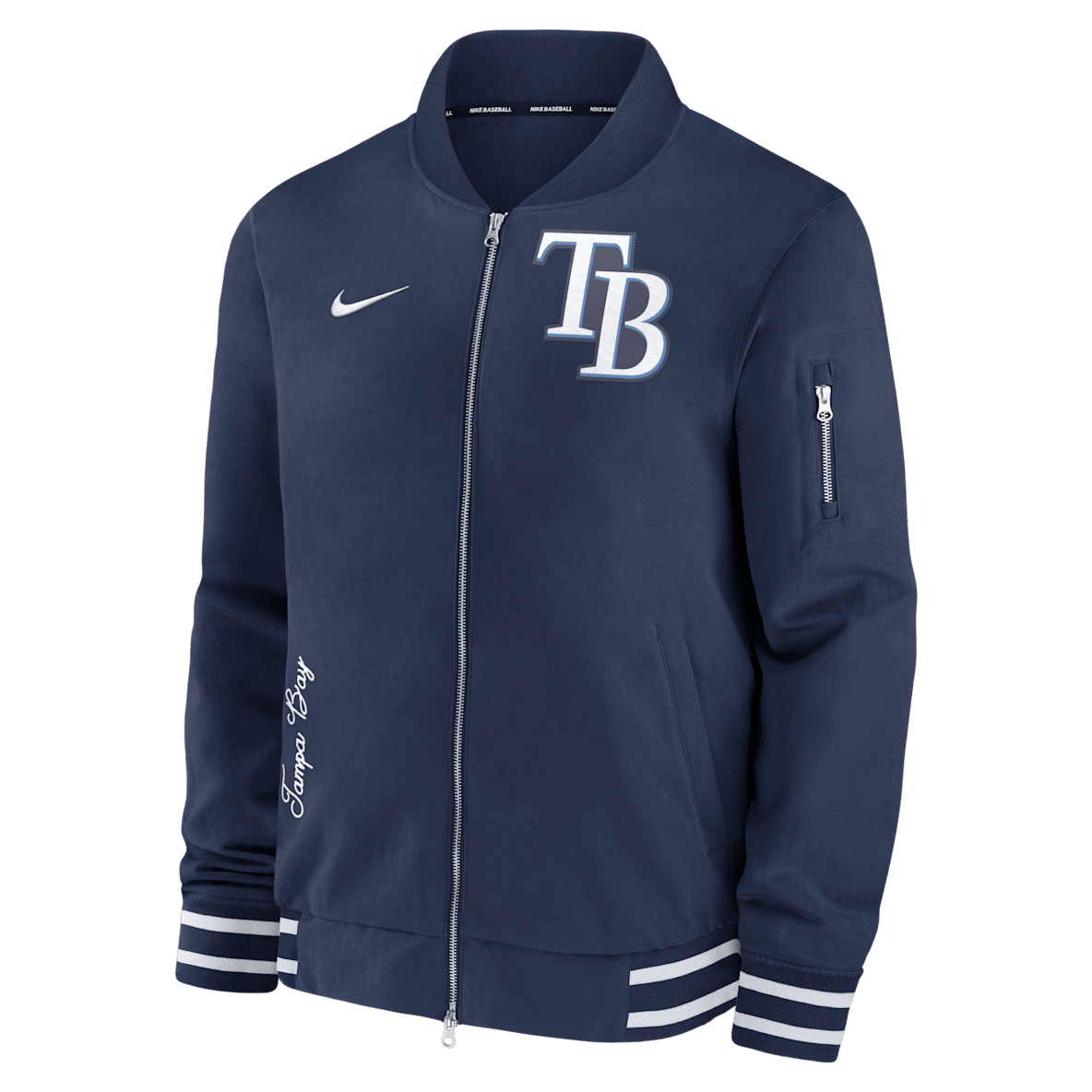 Tampa Bay Rays Authentic Collection Tampa Bay Rays Authentic Collection Chamarra bomber Nike de la MLB de cierre completo para hombre