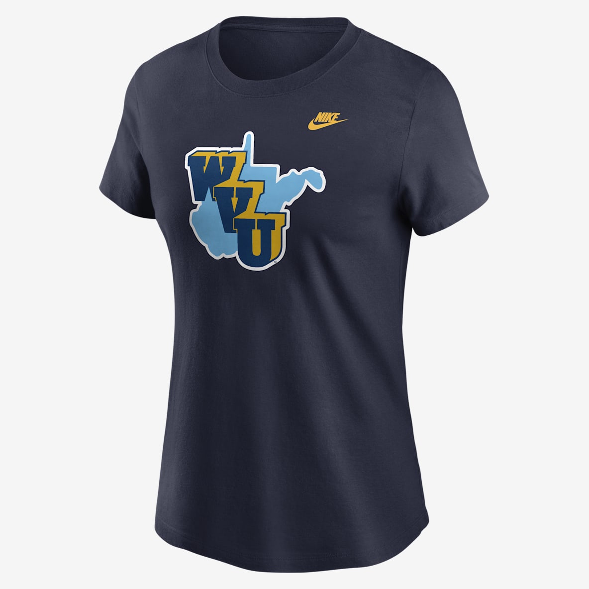 West Virginia 1965 Throwback Playera universitaria Nike para mujer