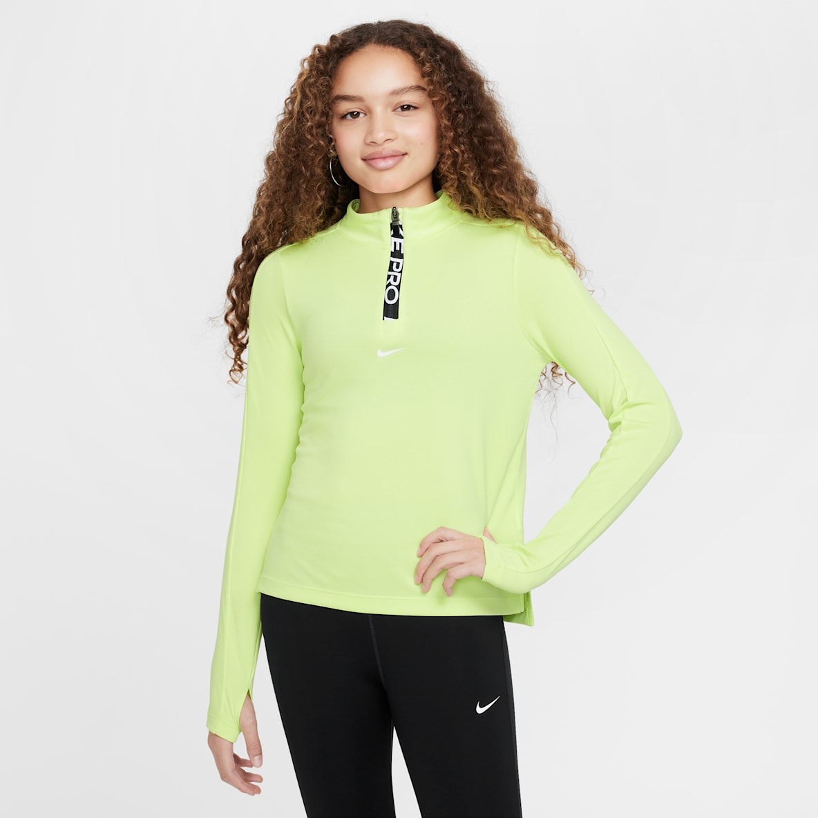 Nike Pro Nike Pro Dívčí tričko Dri-FIT s dlouhým rukávem a polovičním zipem