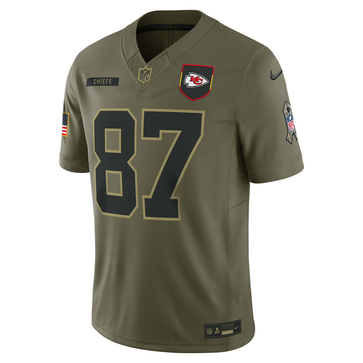 Travis Kelce Kansas City Chiefs Salute to Service Travis Kelce Kansas City Chiefs Salute to Service Men's Nike Dri-FIT NFL Limited Jersey