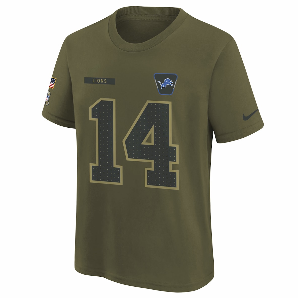 Amon-Ra St. Brown Detroit Lions Salute to Service Amon-Ra St. Brown Detroit Lions Salute to Service Playera Nike de la NFL para niños talla grande