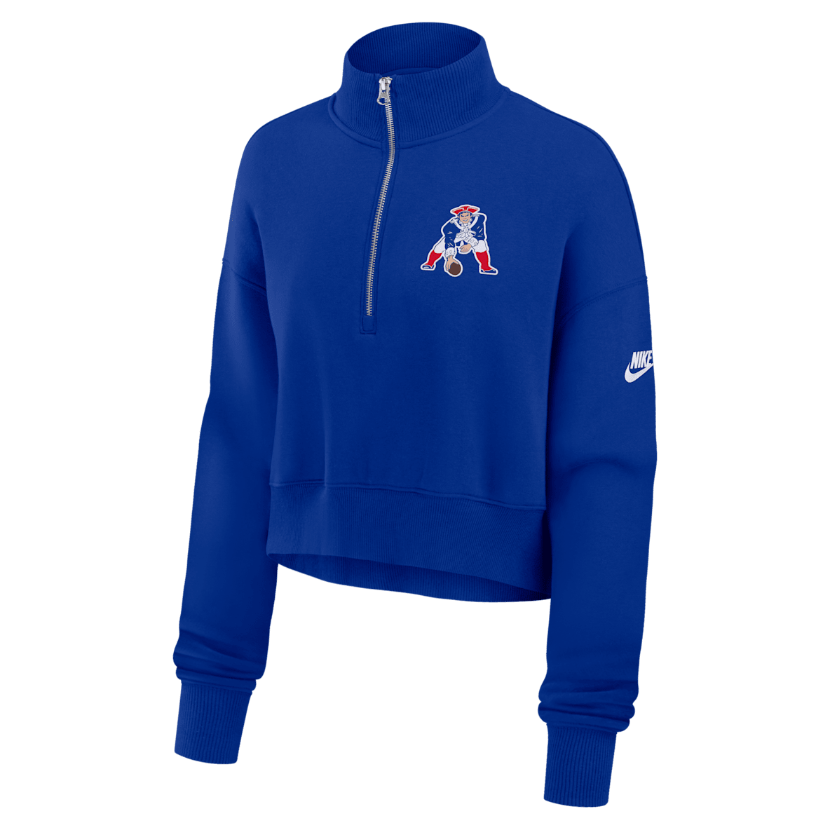 New England Patriots Rewind Phoenix New England Patriots Rewind Phoenix Women's Nike NFL Cropped 1/4-Zip Crew