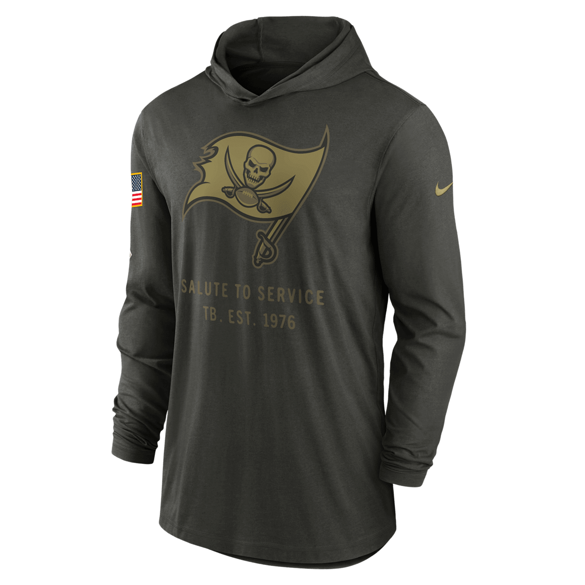 Tampa Bay Buccaneers Salute to Service Sideline Men’s Nike Dri-FIT NFL Long-Sleeve Hooded Top