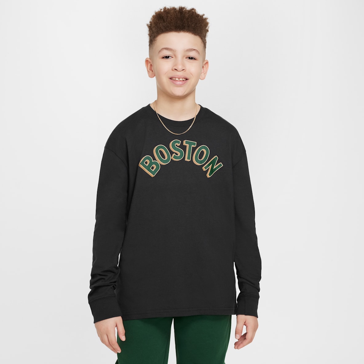 Boston Celtics 2023/24 City Edition Boston Celtics 2023/24 City Edition Older Kids' (Boys') Nike NBA Max90 Long-Sleeve T-Shirt