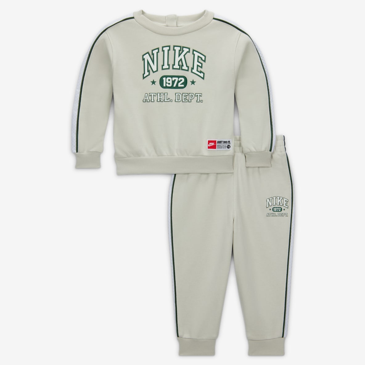 Nike Sportswear Nike Sportswear (12-24 meses) P.E. Conjunto de sudadera de cuello redondo y pantalones de French Terry para bebé