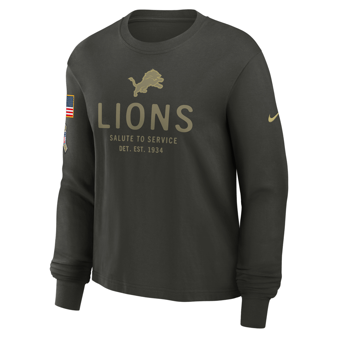 Detroit Lions Salute to Service Sideline Detroit Lions Salute to Service Sideline Playera de manga larga Nike Dri-FIT de la NFL para mujer