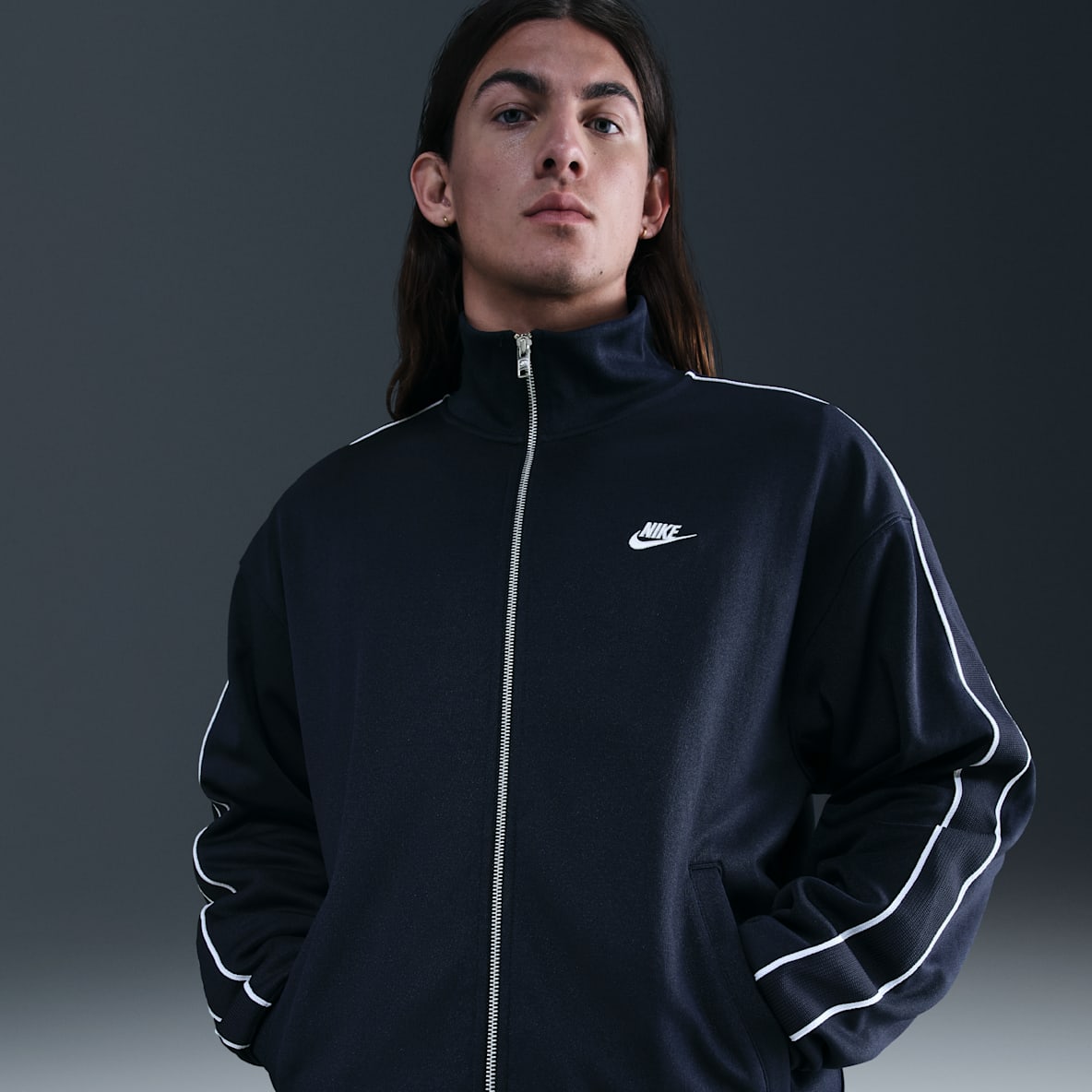 Nike Sportswear Club Chamarra deportiva de tejido Knit oversized para hombre
