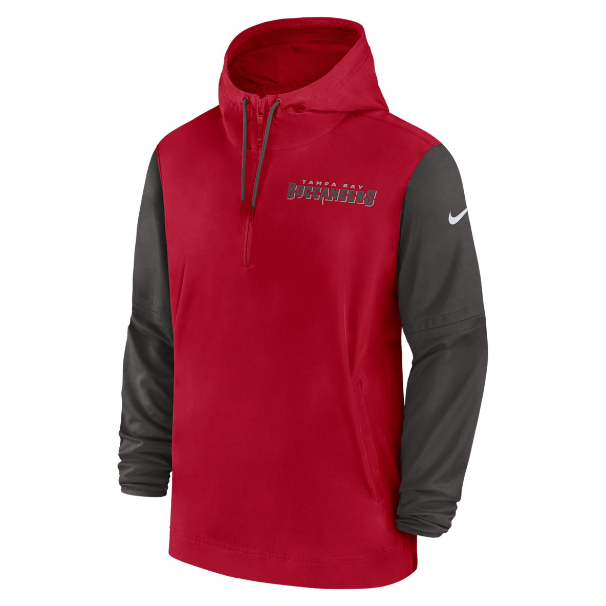 Tampa Bay Buccaneers Sideline Pre-Game Player Men's Nike NFL 1/2-Zip Hooded Jacket