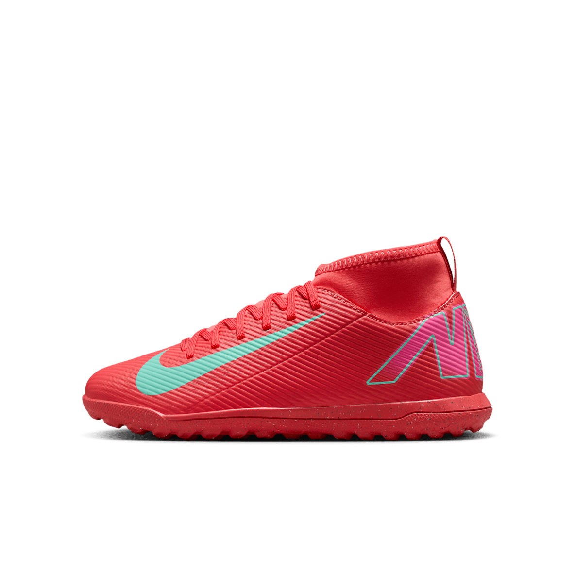 Nike Jr. Mercurial Superfly 10 Club Nike Jr. Mercurial Superfly 10 Club รองเท้าฟุตบอลหุ้มข้อสูงเด็กเล็ก/เด็กโตสำหรับพื้นสนามหญ้าเทียมสั้น