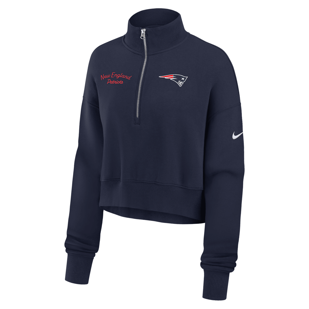 New England Patriots Phoenix New England Patriots Phoenix Women's Nike NFL Cropped 1/4-Zip Crew