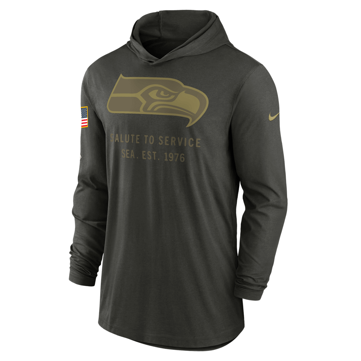 Seattle Seahawks Salute to Service Sideline Seattle Seahawks Salute to Service Sideline Men’s Nike Dri-FIT NFL Long-Sleeve Hooded Top