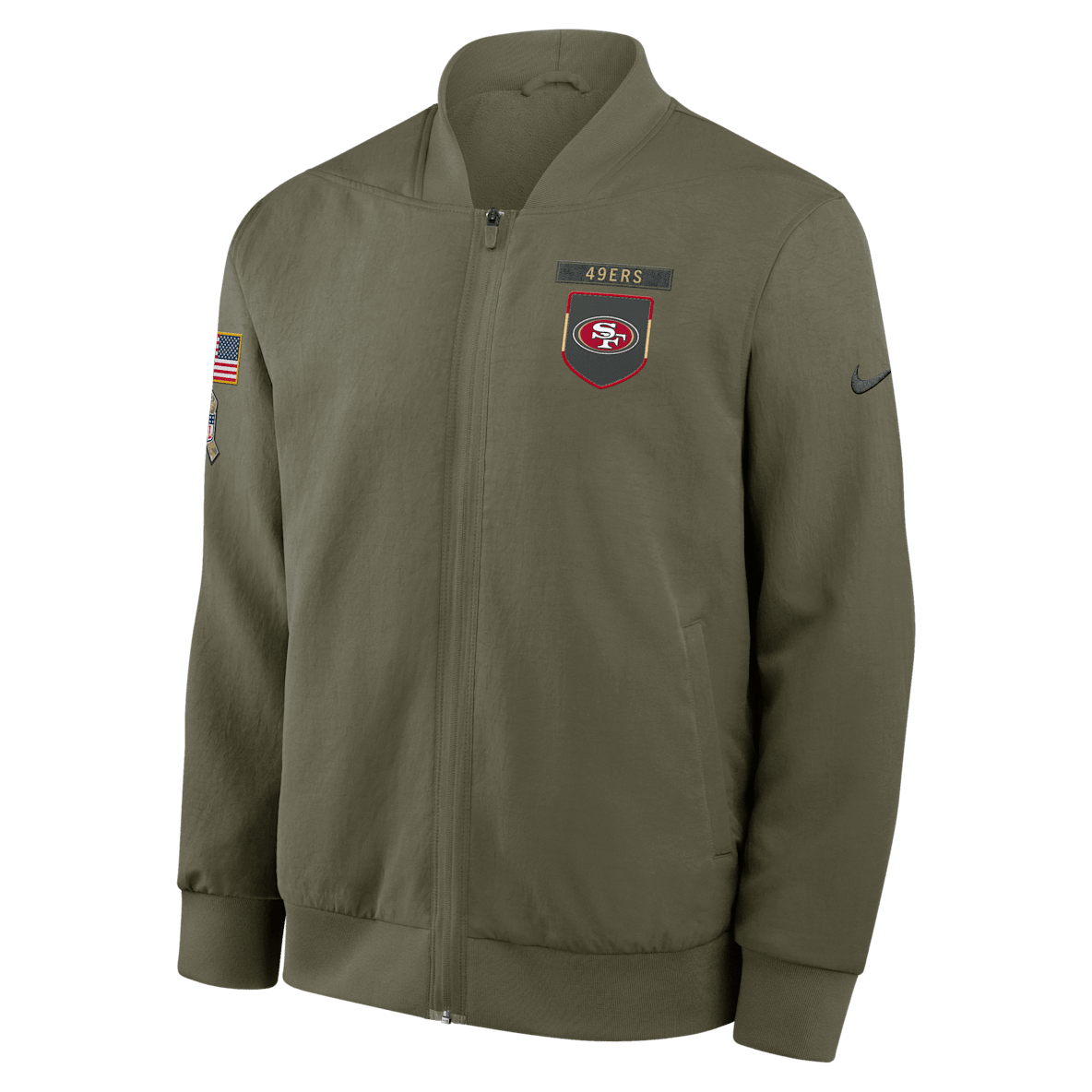San Francisco 49ers Salute to Service Sideline San Francisco 49ers Salute to Service Sideline Men's Nike NFL Full-Zip Bomber Jacket