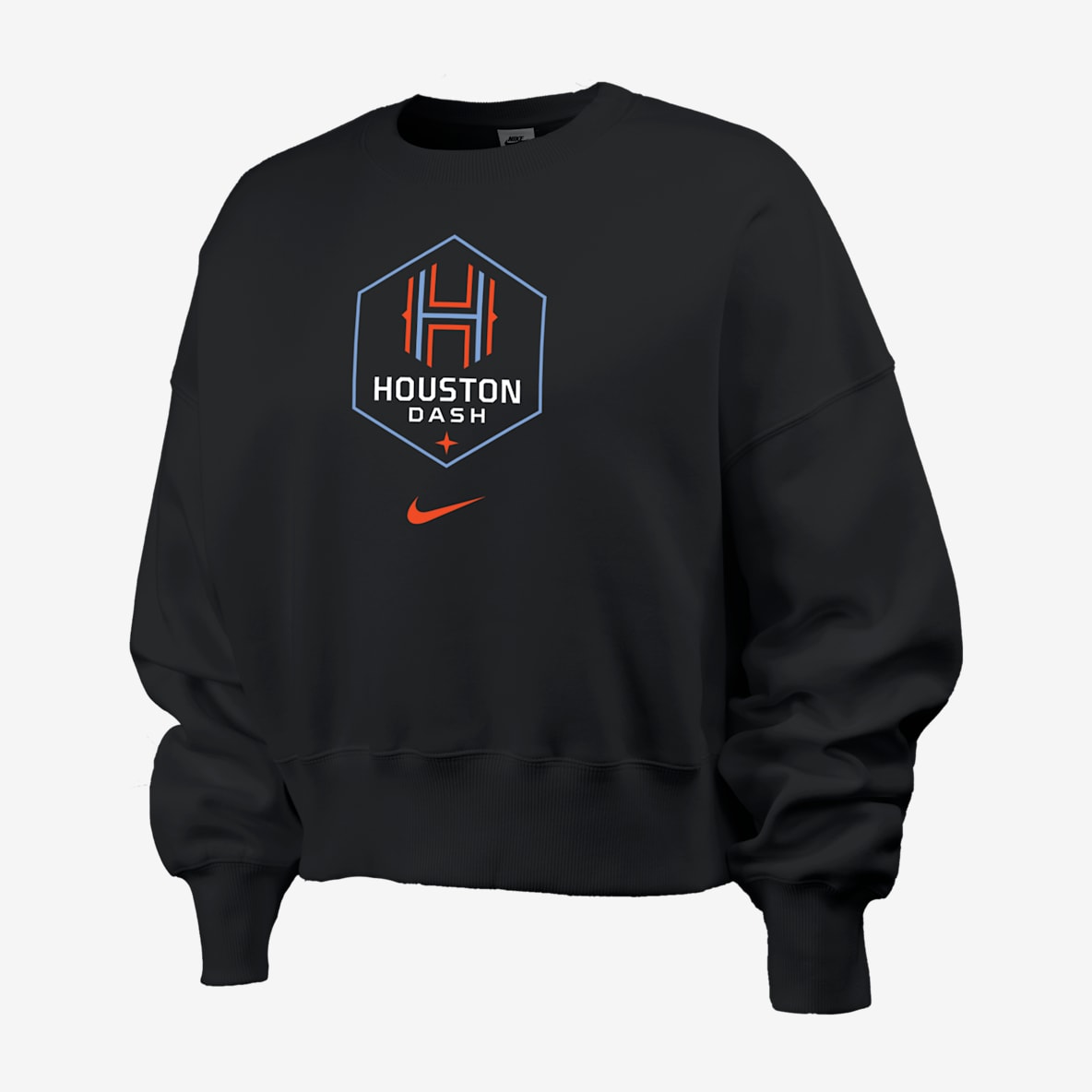 Houston Dash Phoenix Fleece Sudadera de cuello redondo Nike de la NWSL para mujer