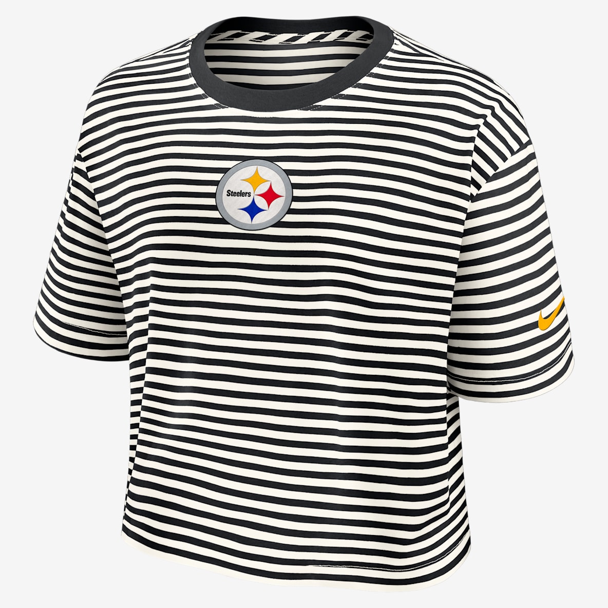 Pittsburgh Steelers Striped Women's Nike MLB Cropped T-Shirt