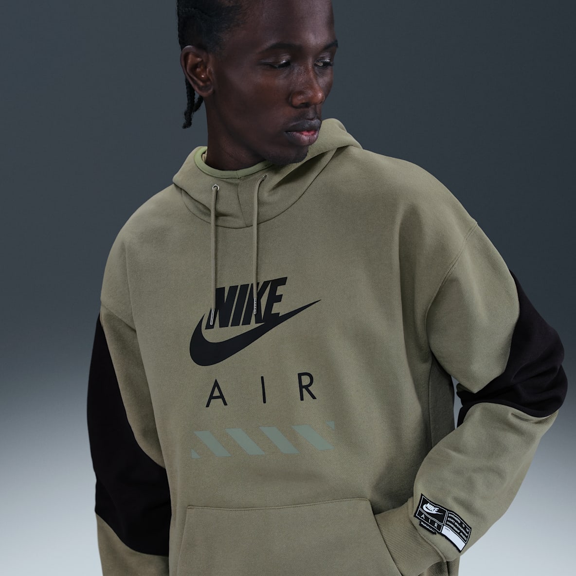 Nike Air Nike Air Sudadera con gorro sin cierre de tejido Fleece para hombre