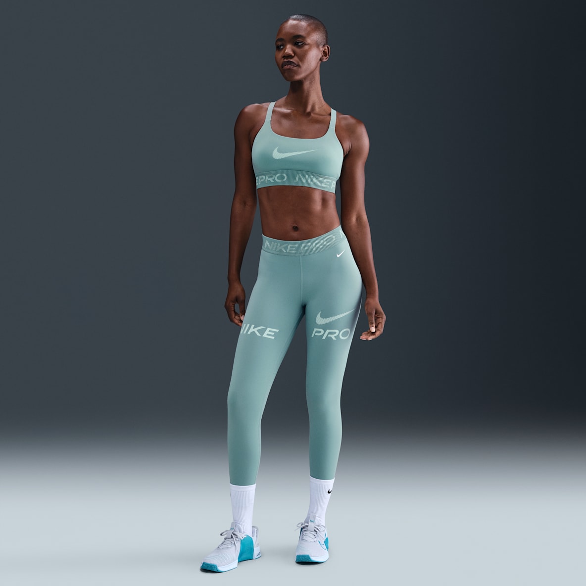 Nike Pro Nike Pro Women's Mid-Rise 7/8 Mesh-Panel Graphic Leggings
