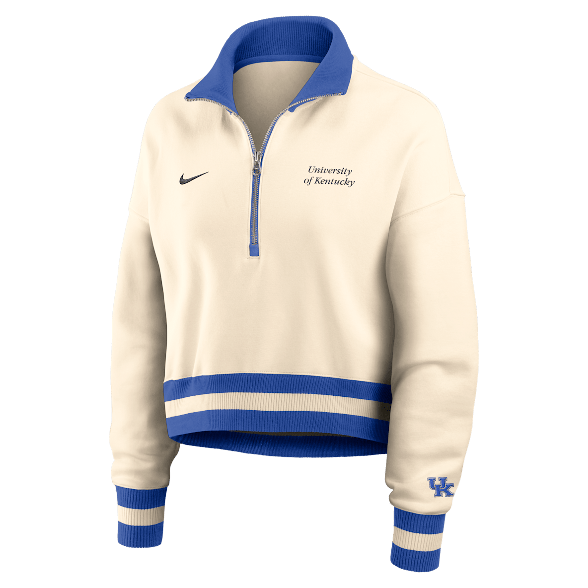 Kentucky Legacy Sudadera de cuello redondo universitaria Nike cropped de cierre de 1/4 para mujer