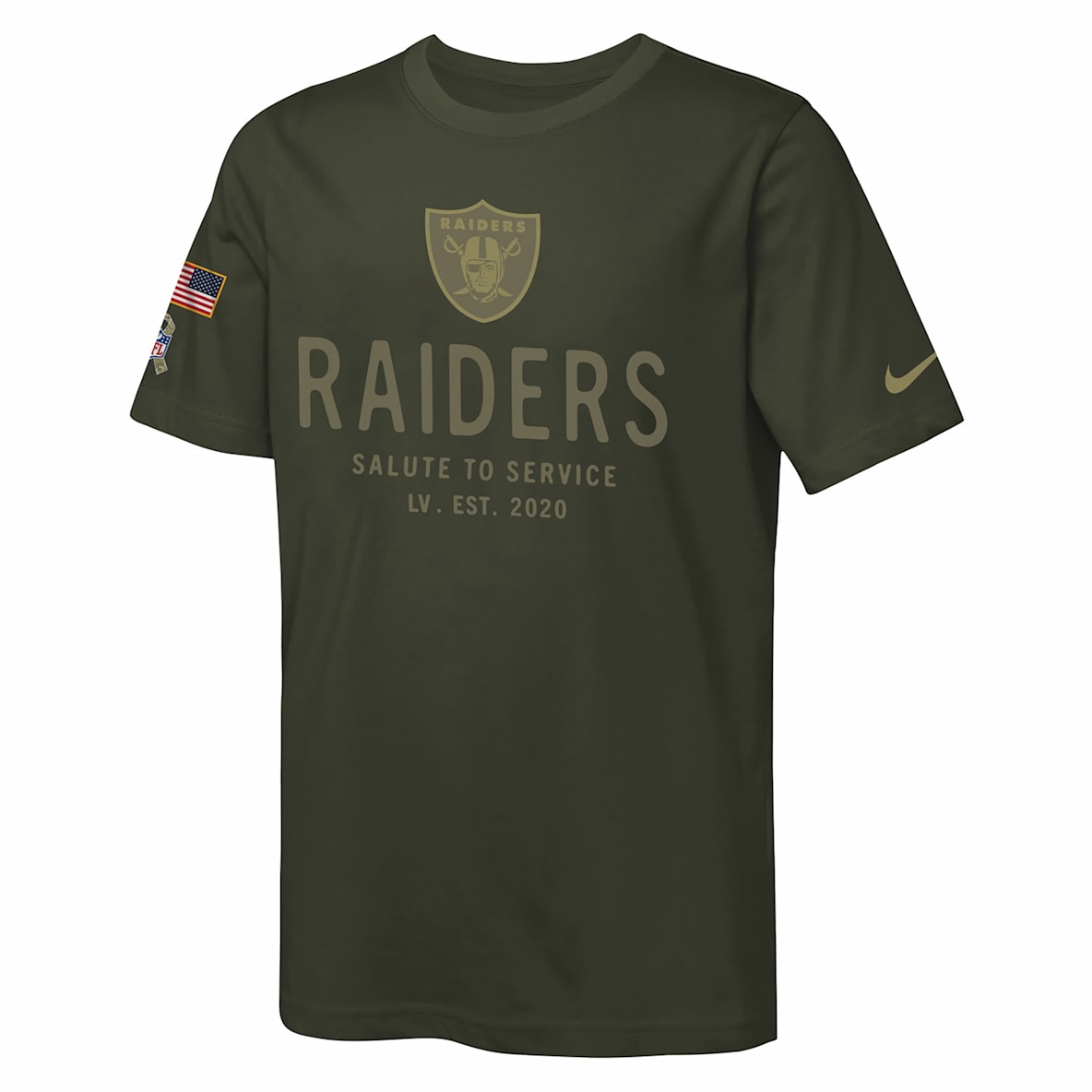 Las Vegas Raiders Salute to Service Sideline Las Vegas Raiders Salute to Service Sideline Big Kids’ Nike Dri-FIT NFL T-Shirt