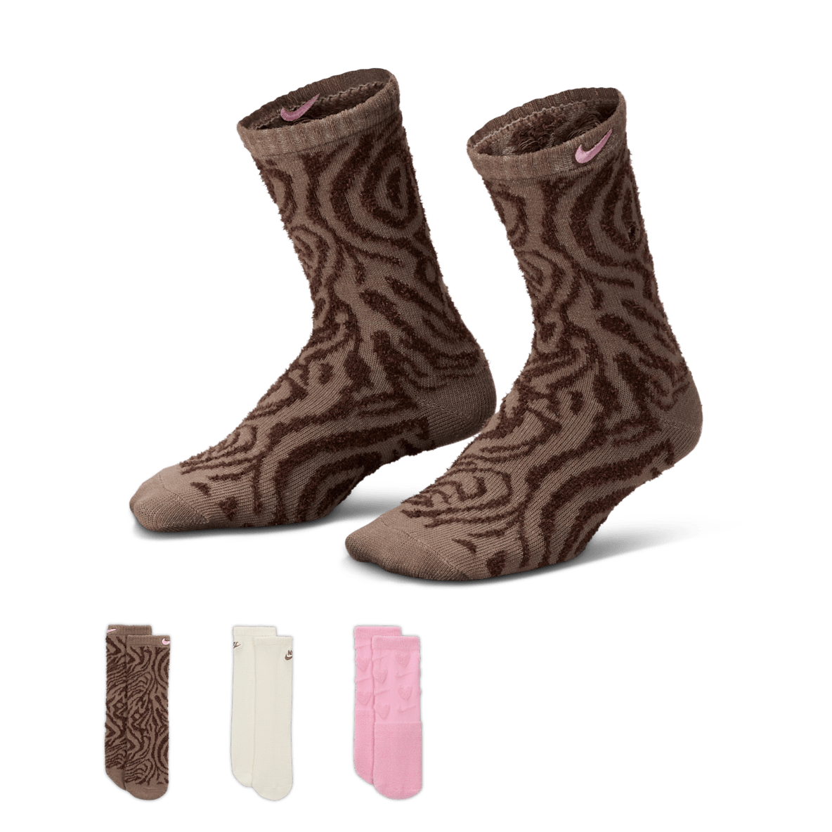 Nike Wild Warmth Nike Wild Warmth Big Kids' Fashion Crew Socks (3 Pairs)
