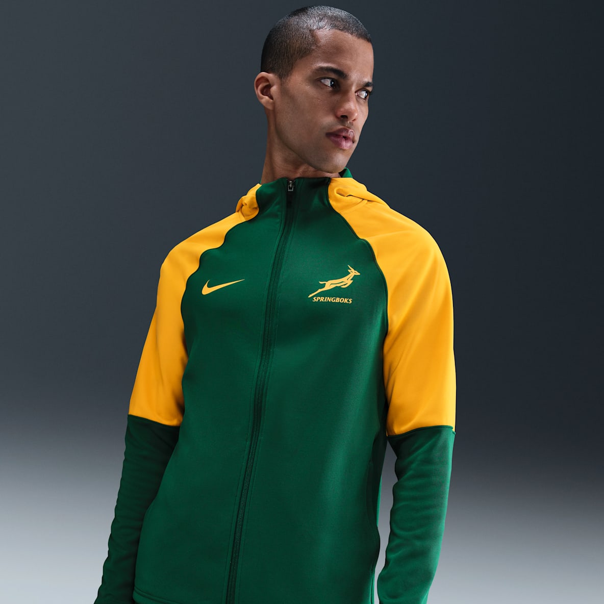 Springboks Springboks Sweat à capuche d'entraînement de rugby à zip Nike pour homme