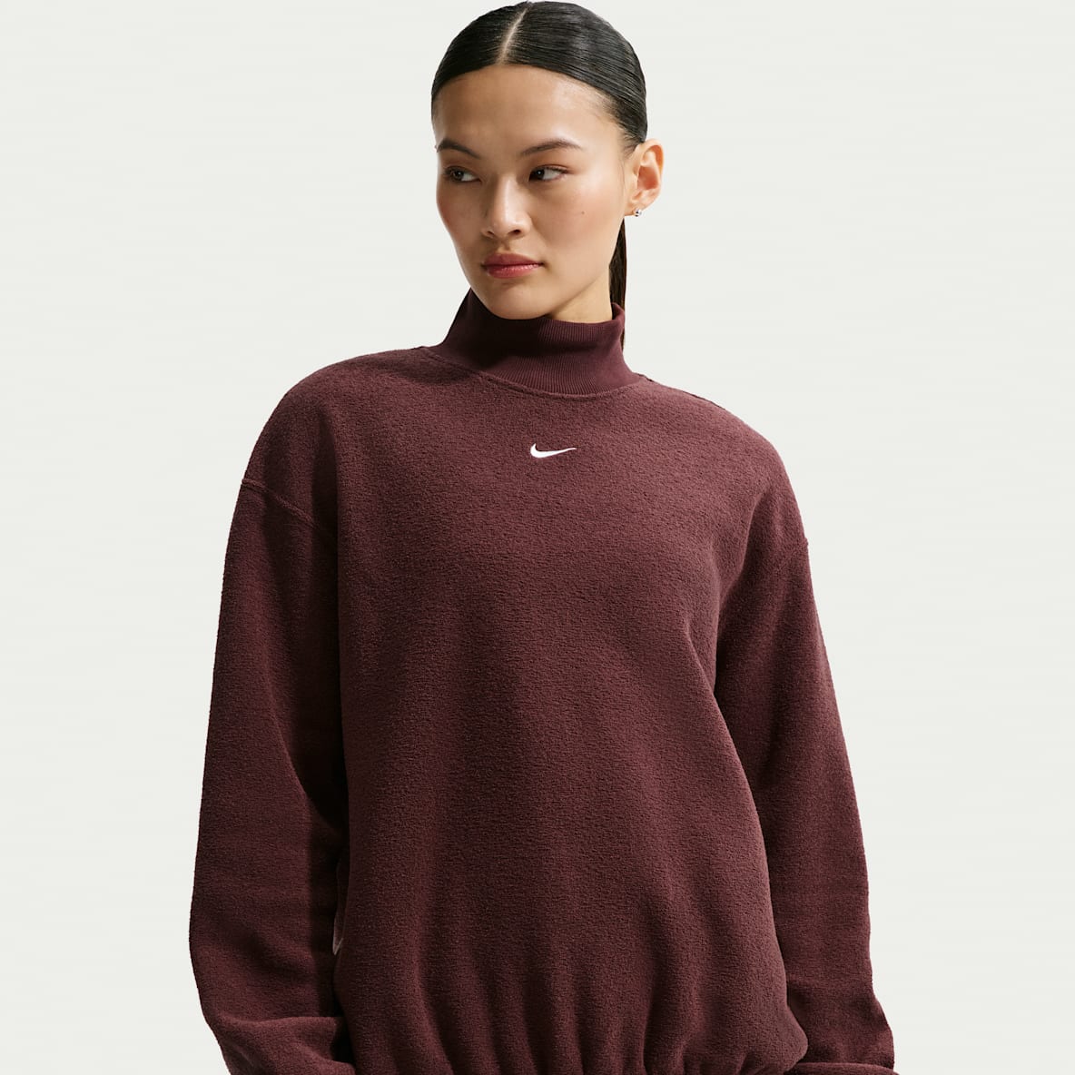 나이키 스포츠웨어 피닉스 플러시 여성 코지 플리스 오버사이즈 모크넥 탑