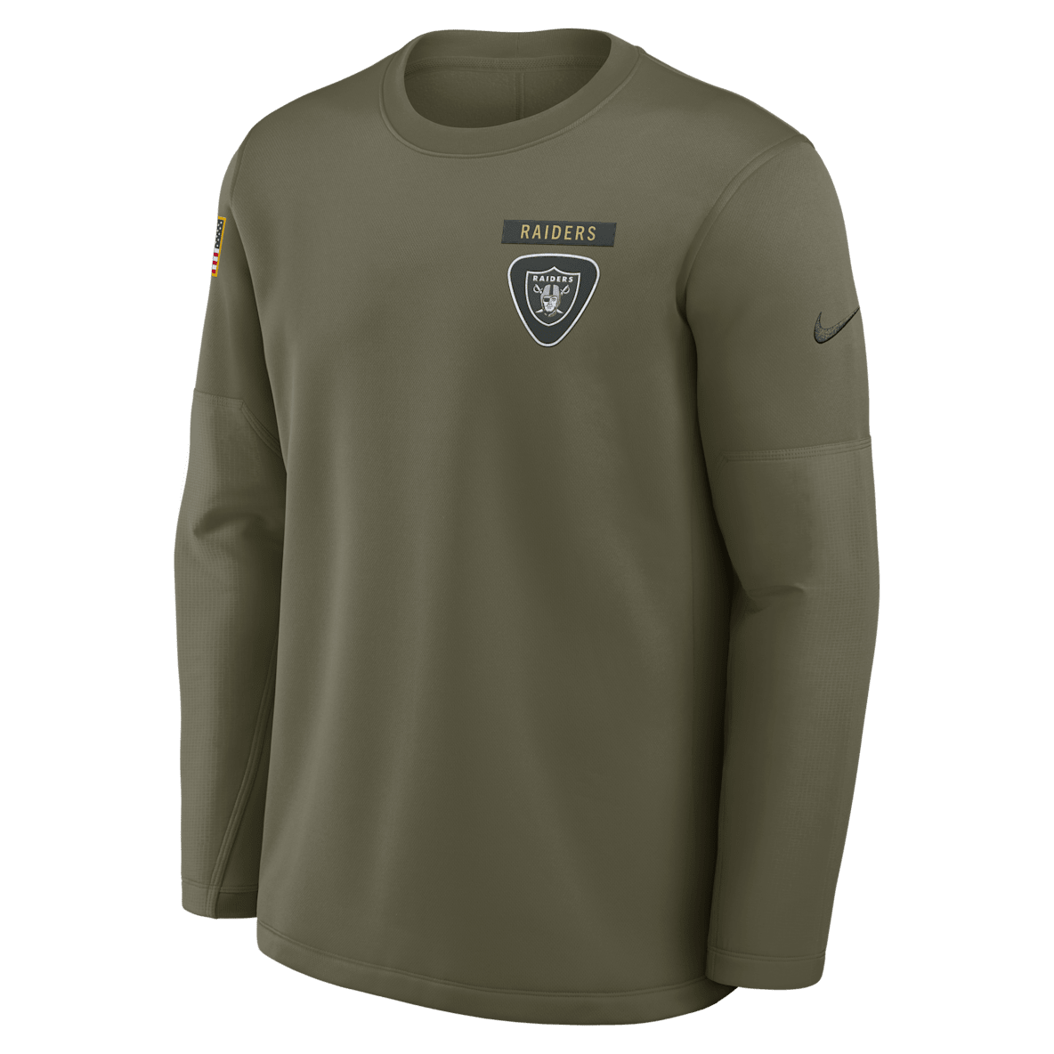 Las Vegas Raiders Salute to Service Sideline Triumphant Win Coach Las Vegas Raiders Salute to Service Sideline Triumphant Win Coach Men's Nike NFL Pullover Crew