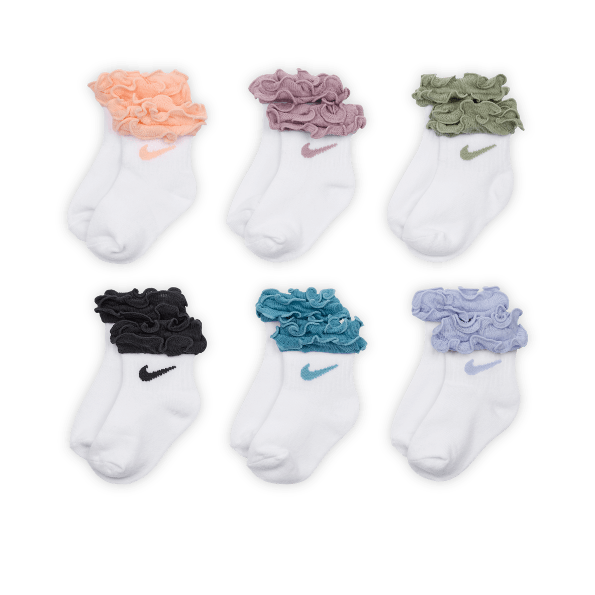 Nike Calcetines con volantes para bebé (12-24 meses) e infantil (6 pares)