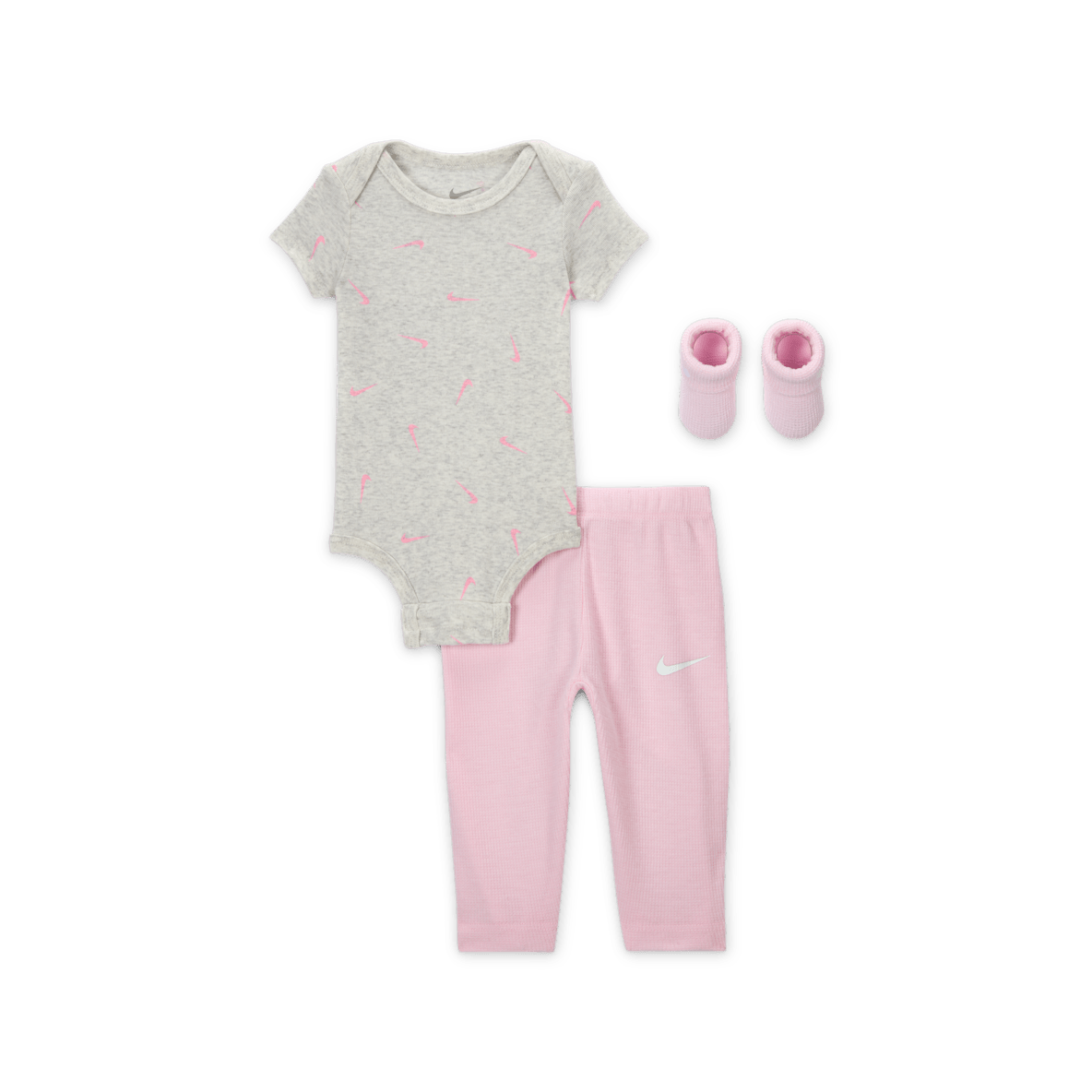 Nike Nike Conjunto de 3 piezas de body y pants con patrón tipo waffle para bebé