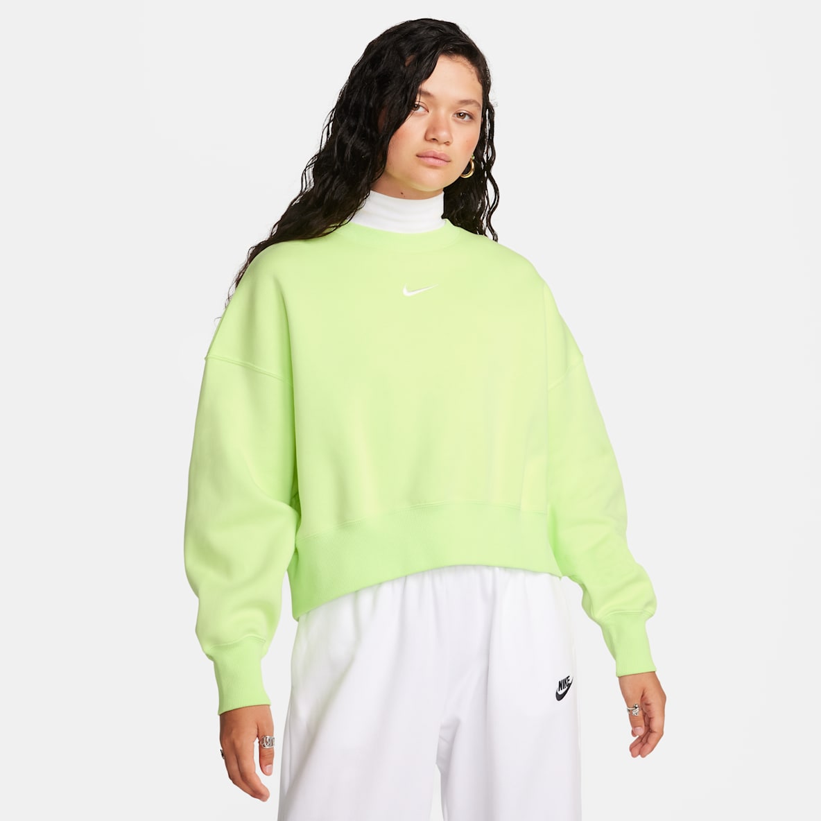 nike mini swoosh oversized sweatshirt yellow