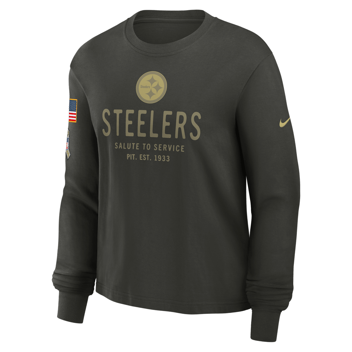 Pittsburgh Steelers Salute to Service Sideline Pittsburgh Steelers Salute to Service Sideline Playera de manga larga Nike Dri-FIT de la NFL para mujer