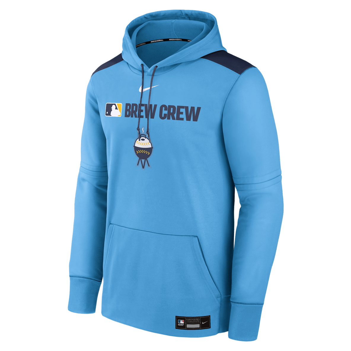 Milwaukee Brewers Authentic Collection City Connect Milwaukee Brewers Authentic Collection City Connect Sudadera con gorro sin cierre Nike Therma de la MLB para hombre