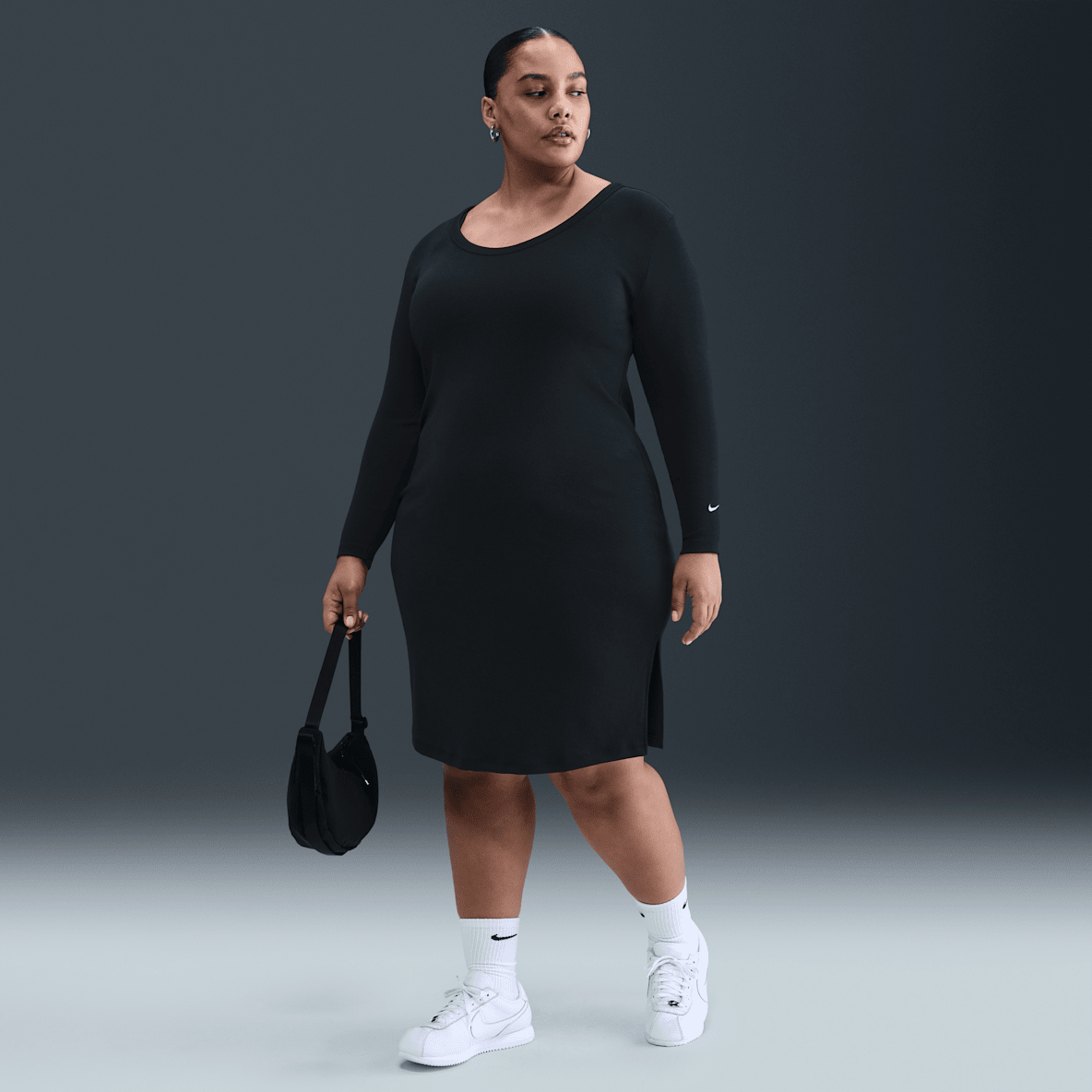 Nike Sportswear Chill Knit Nike Sportswear Chill Knit Women's Tight Long-Sleeve Midi Mini-Rib Dress (Plus Size)