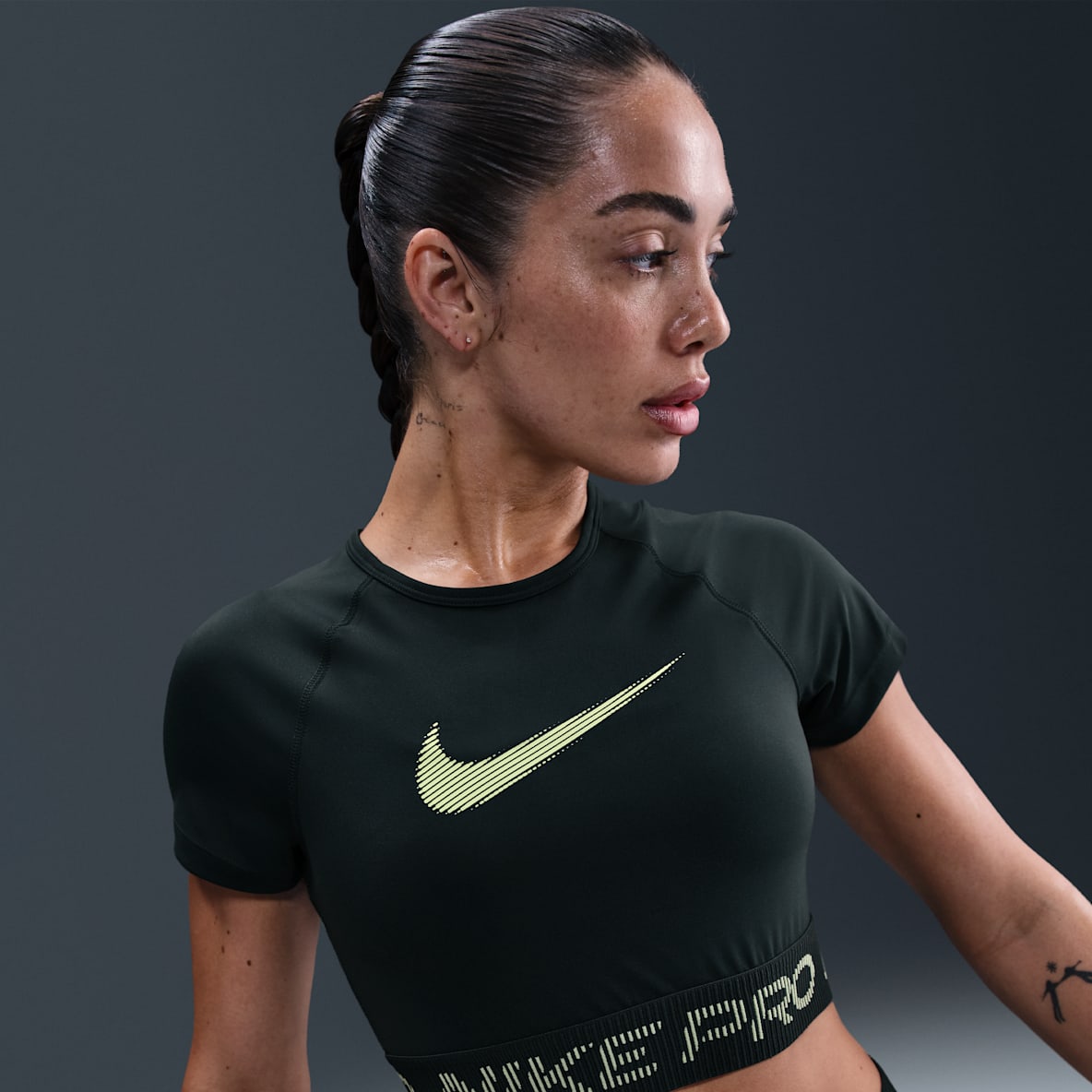 Nike Pro Nike Pro Women's Dri-FIT Short-Sleeve Cropped Graphic Top