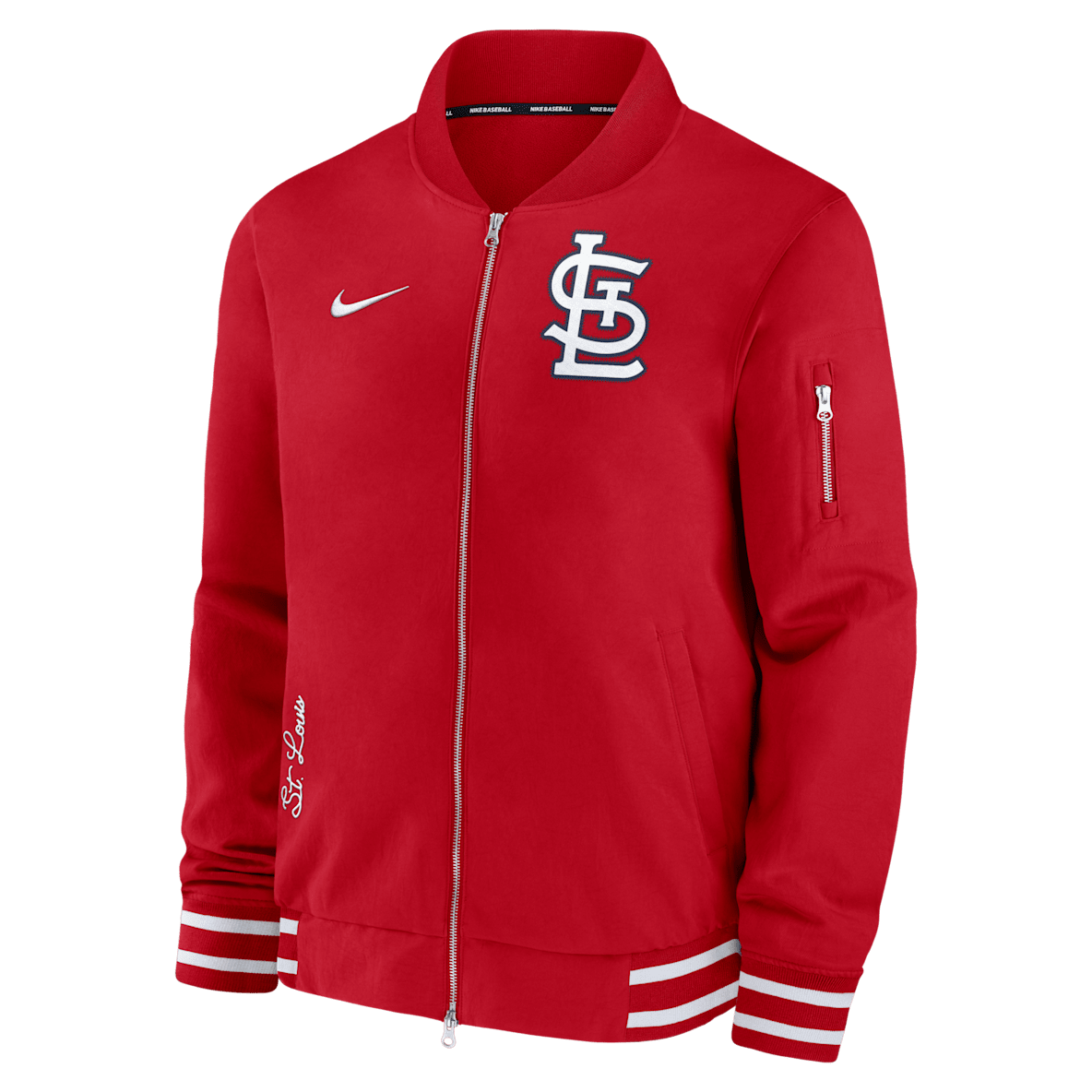 St. Louis Cardinals Authentic Collection St. Louis Cardinals Authentic Collection Chamarra bomber Nike de la MLB de cierre completo para hombre