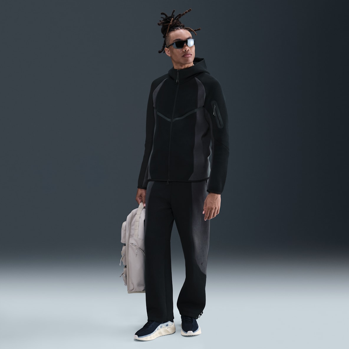 Nike Tech Nike Tech Calças de lã cardada com bainha aberta com bloco de cor para homem