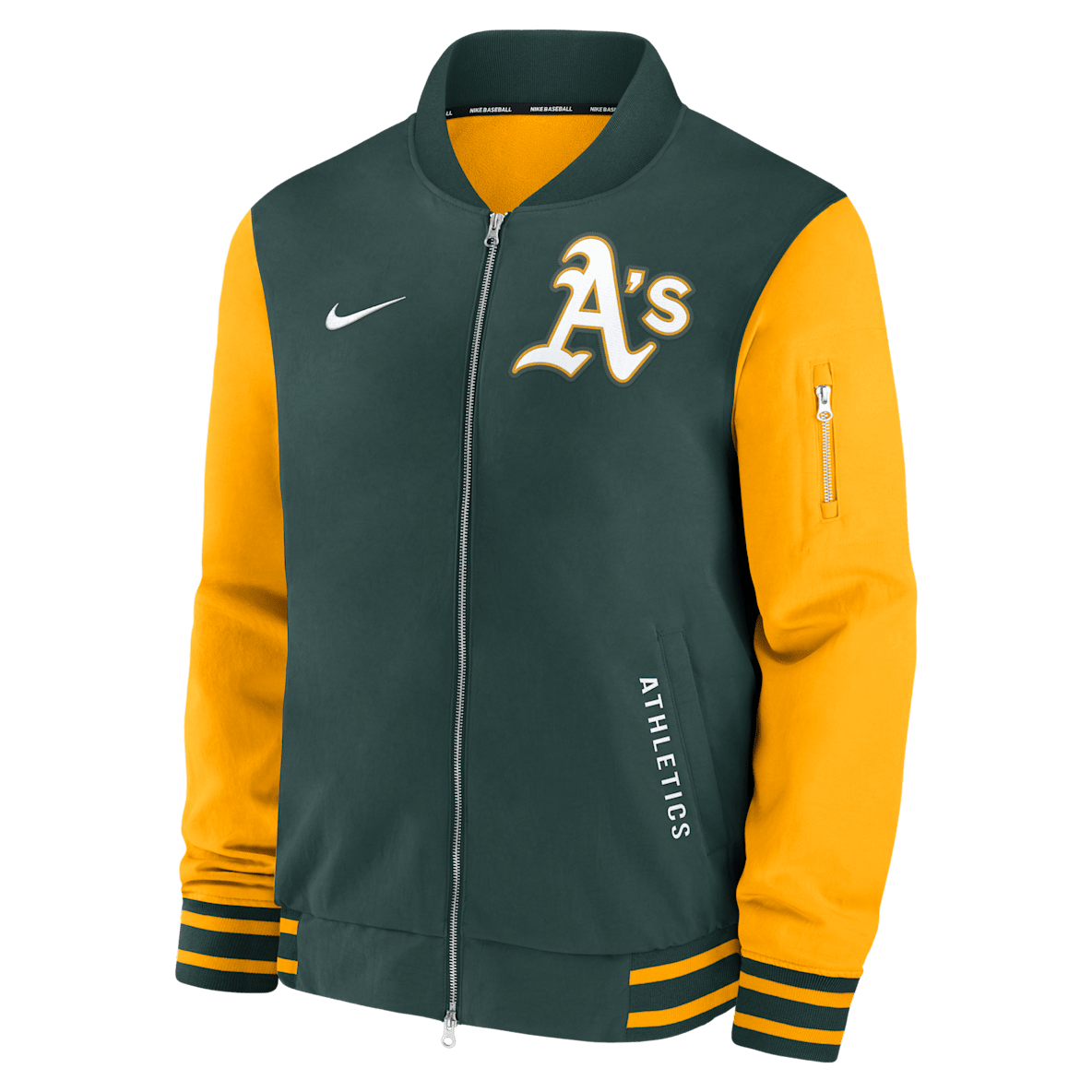 Athletics Authentic Collection Dugout Athletics Authentic Collection Dugout Men's Nike MLB Full-Zip Bomber Jacket
