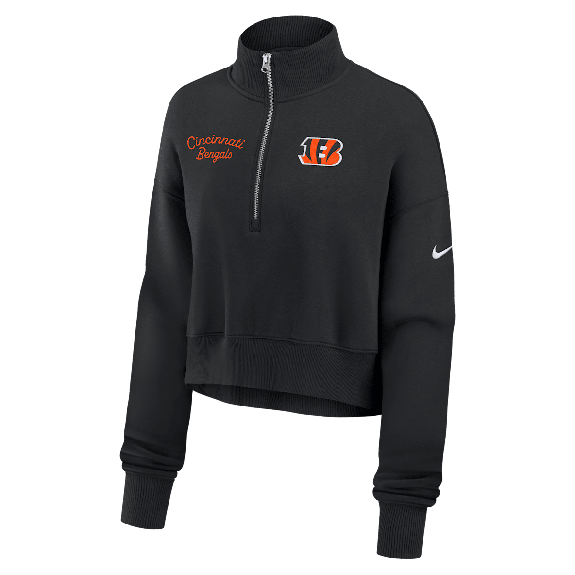 Cincinnati Bengals Phoenix Cincinnati Bengals Phoenix Women's Nike NFL Cropped 1/4-Zip Crew