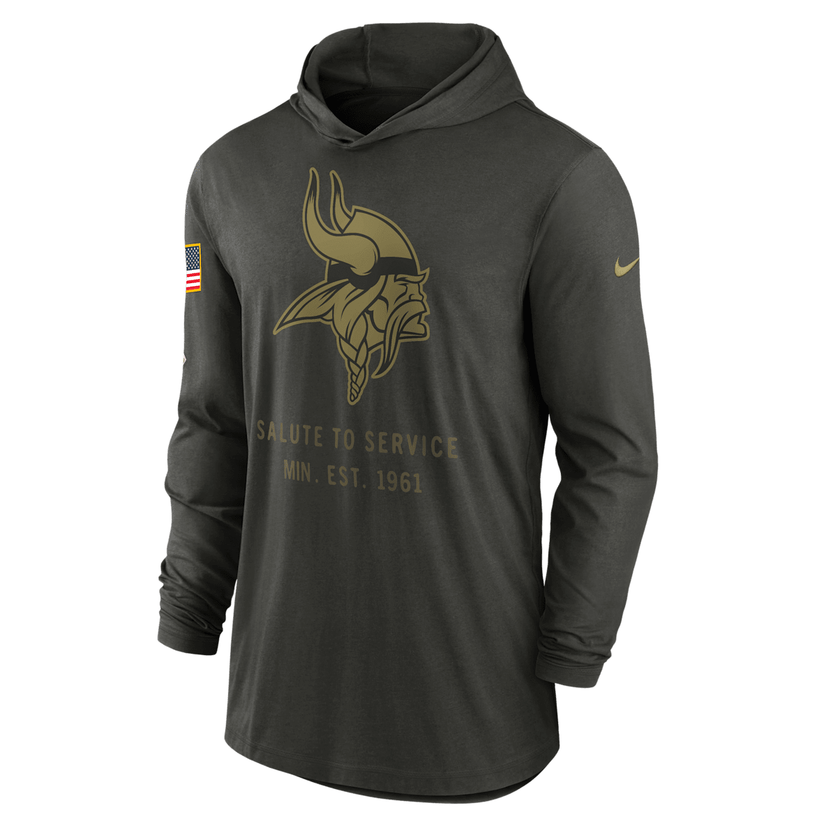 Minnesota Vikings Salute to Service Sideline Minnesota Vikings Salute to Service Sideline Men’s Nike Dri-FIT NFL Long-Sleeve Hooded Top
