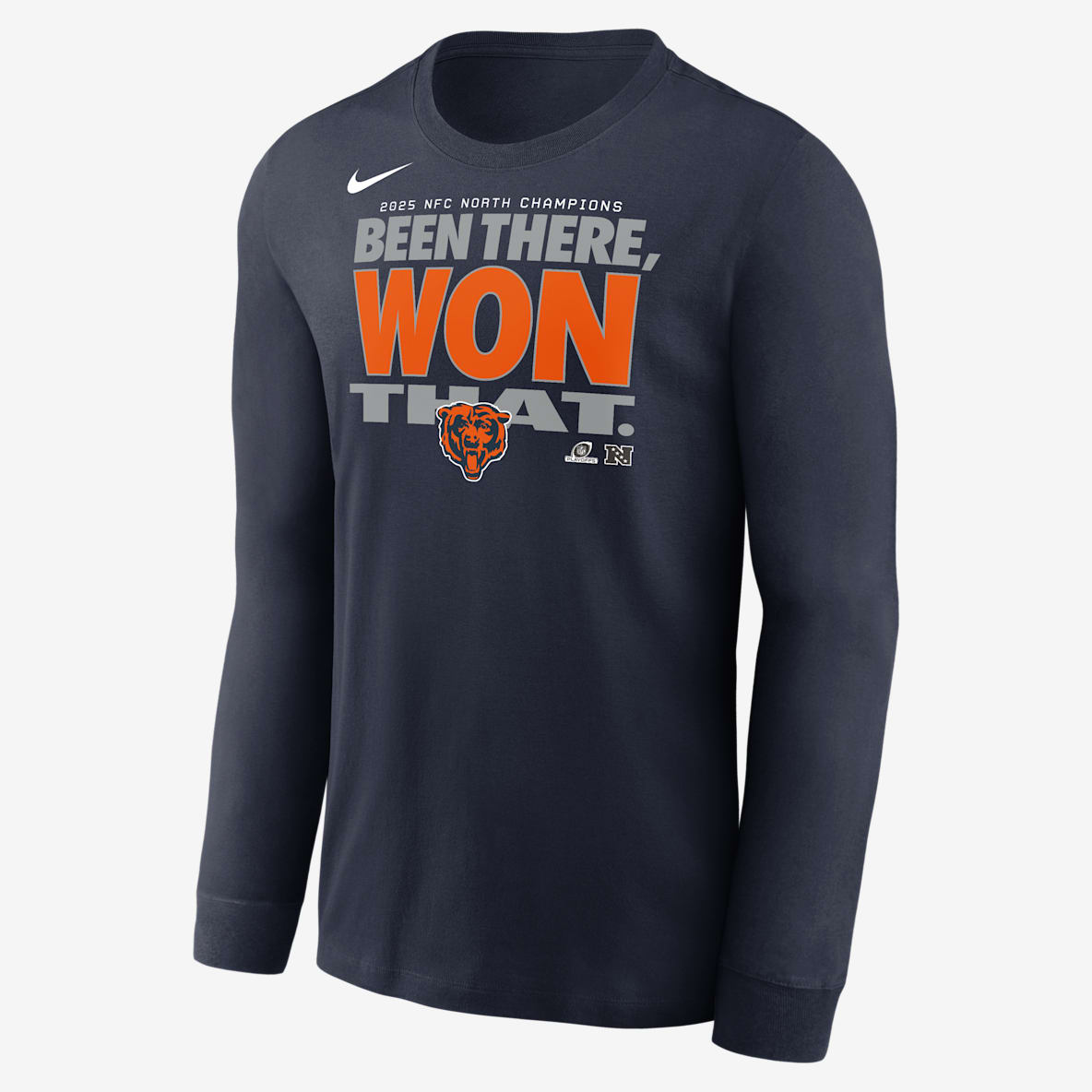 Chicago Bears 2025 NFC North Champions Trophy Collection Men's Nike NFL Long-Sleeve T-Shirt