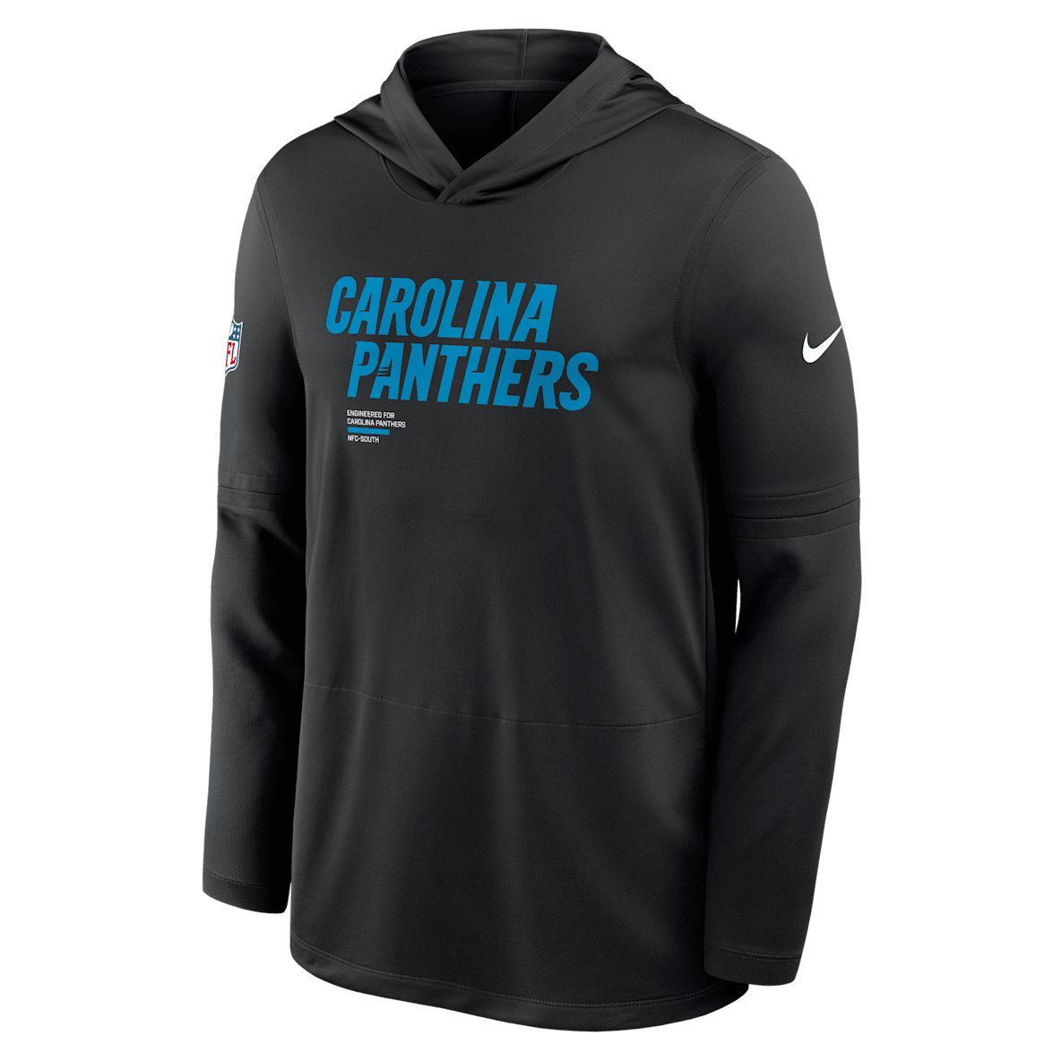 Carolina Panthers Pure Fury Sideline Men's Nike Dri-FIT NFL Long-Sleeve Hooded Top