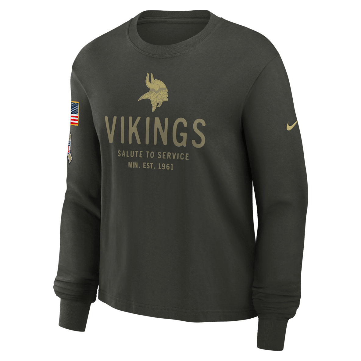 Minnesota Vikings Salute to Service Sideline Minnesota Vikings Salute to Service Sideline Women's Nike Dri-FIT NFL Long-Sleeve T-Shirt