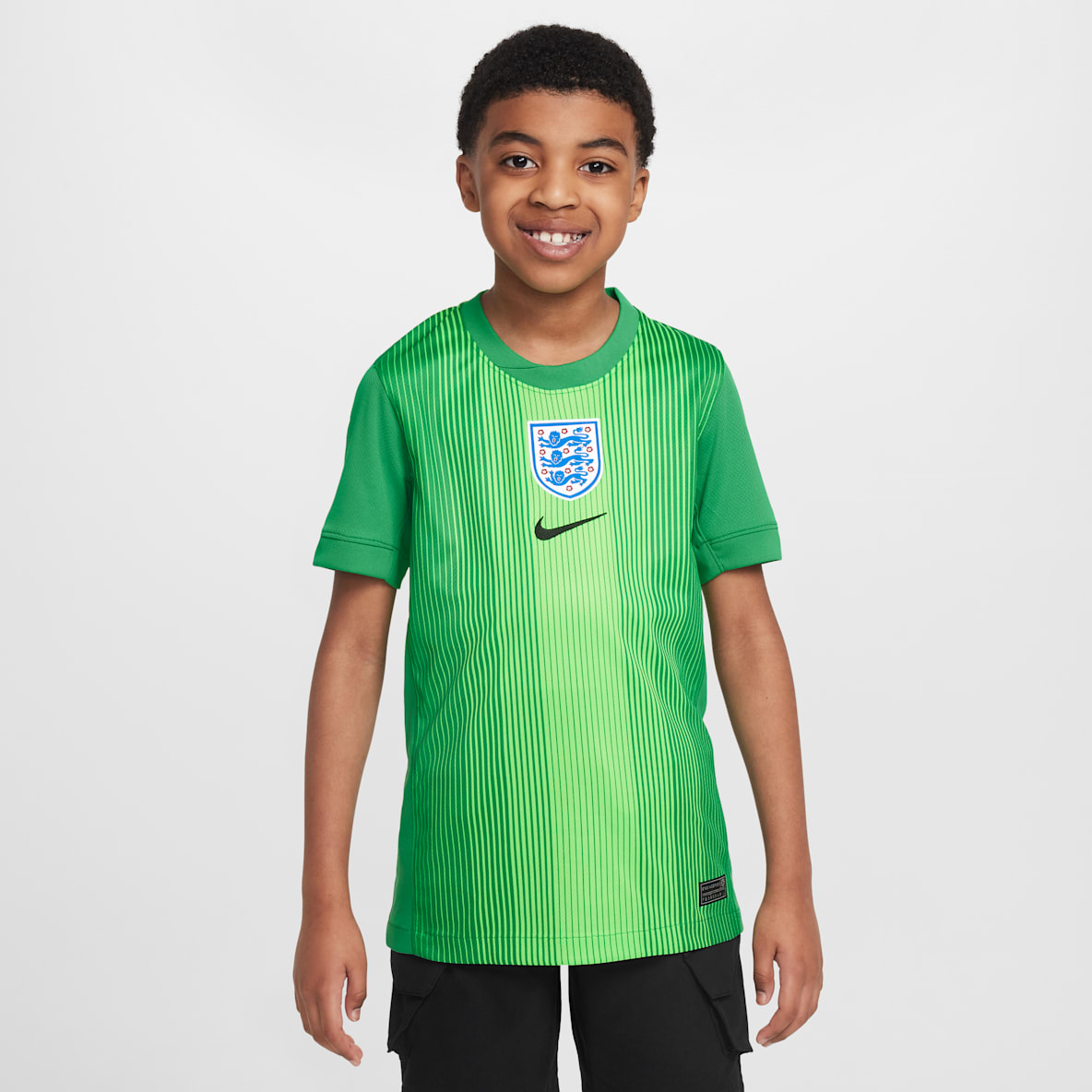 Engeland 2025/26 Stadium Goalkeeper Engeland 2025/26 Stadium Goalkeeper Nike Dri-FIT replicavoetbalshirt met korte mouwen voor kids