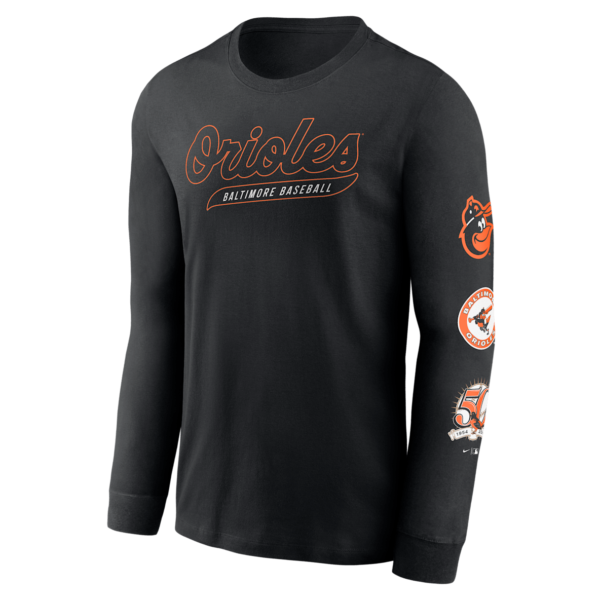 Baltimore Orioles Cooperstown Knockout Baltimore Orioles Cooperstown Knockout Playera de manga larga Nike de la MLB para hombre